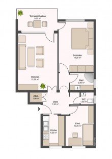 Grundriss EG Erdgeschoss in super Zustand, Terrasse, Duschbad - Ideal f�r Senioren!