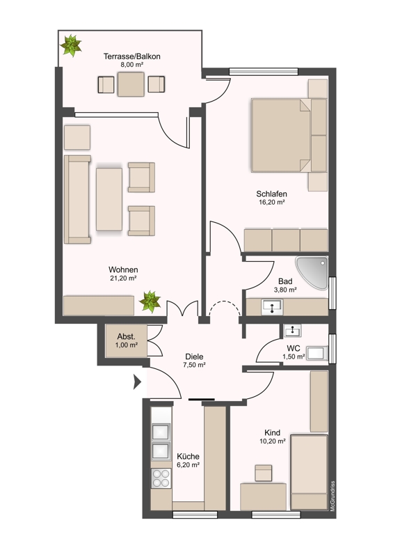 Grundriss EG Erdgeschosswohnung Rellingen
